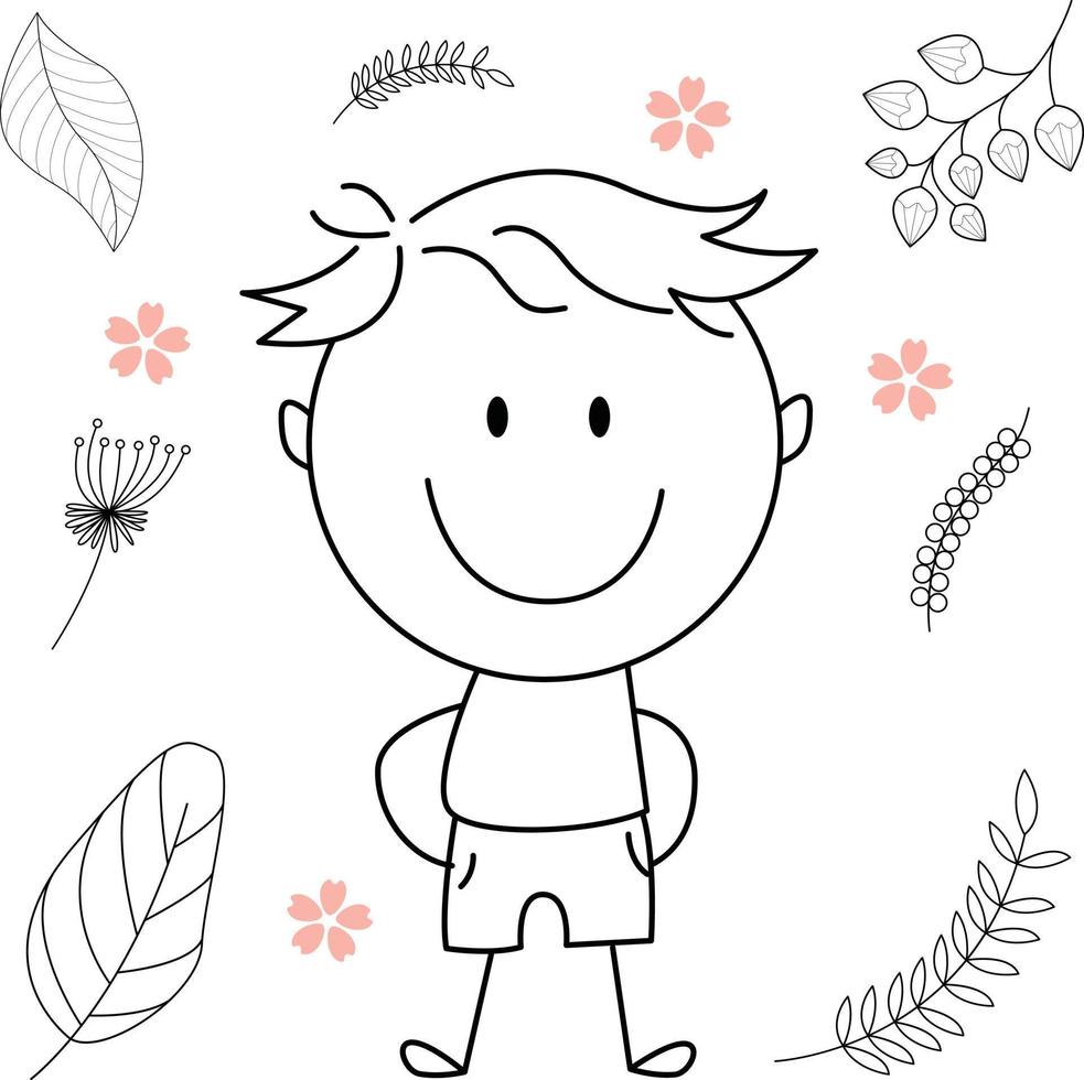 illustration d'activité de dessin animé d'un enfant souriant pour le livre de coloriage pour enfants et le livre pour enfants. image vectorielle eps. vecteur