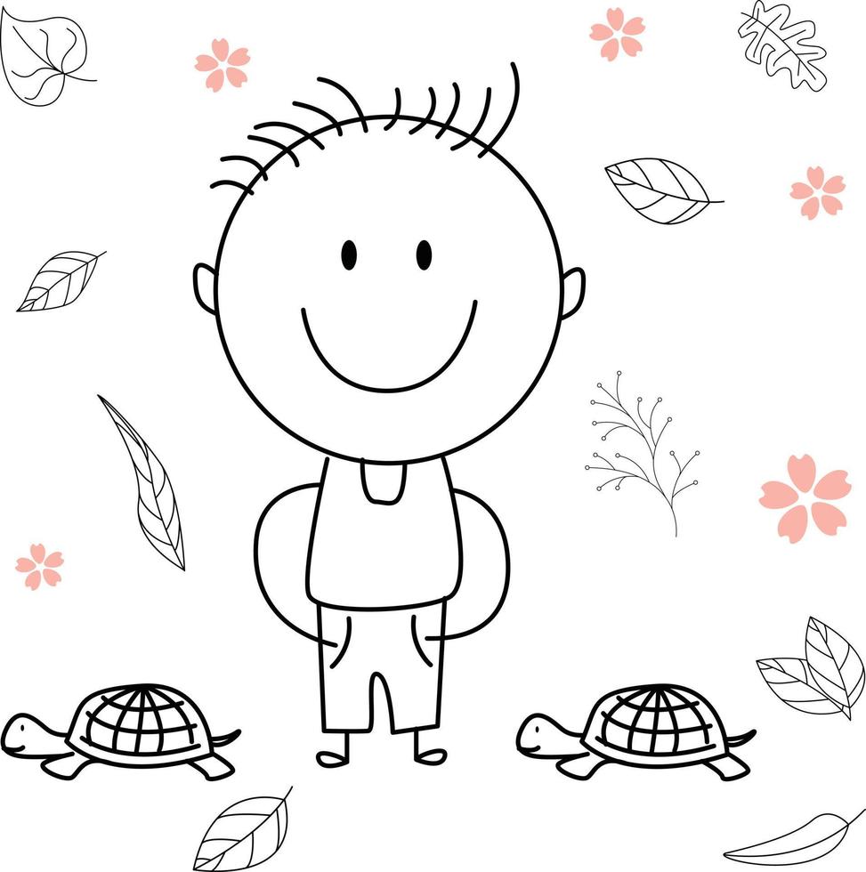 illustration d'activité de dessin animé d'un enfant souriant pour le livre de coloriage pour enfants et le livre pour enfants. image vectorielle eps. vecteur