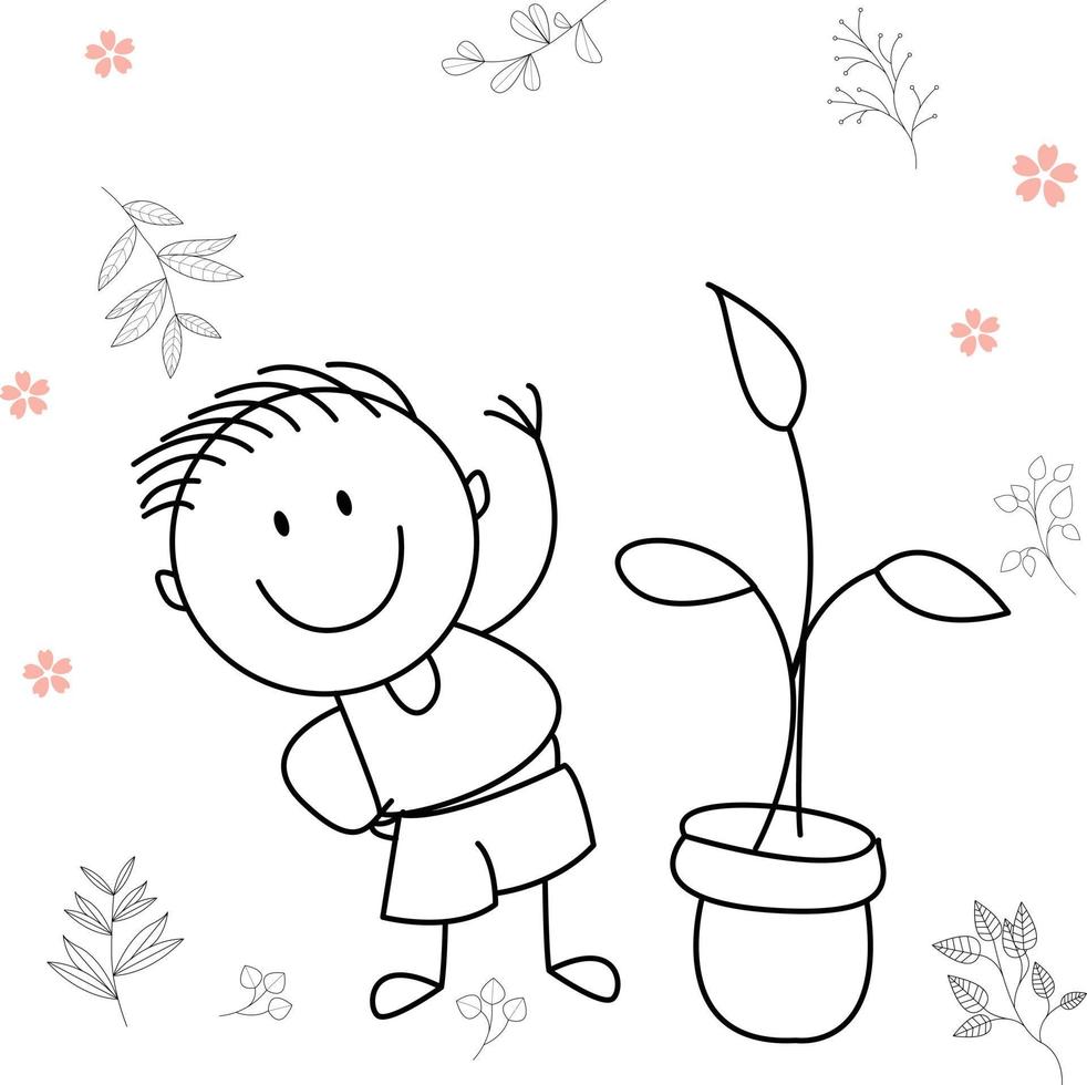 illustration d'activité de dessin animé d'un enfant souriant pour le livre de coloriage pour enfants et le livre pour enfants. image vectorielle eps. vecteur