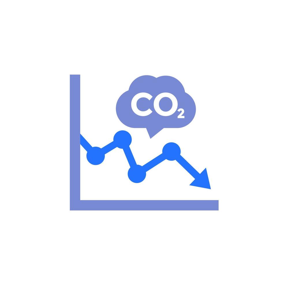 co2, icône de réduction des émissions de carbone avec un graphique vecteur