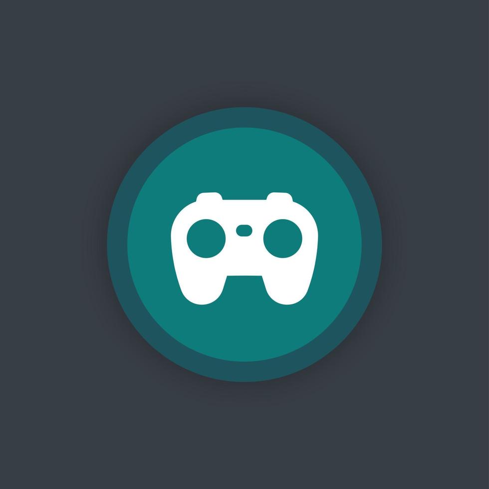 icône de manette de jeu, jeux vidéo, jeux, icône verte ronde plate, illustration vectorielle vecteur