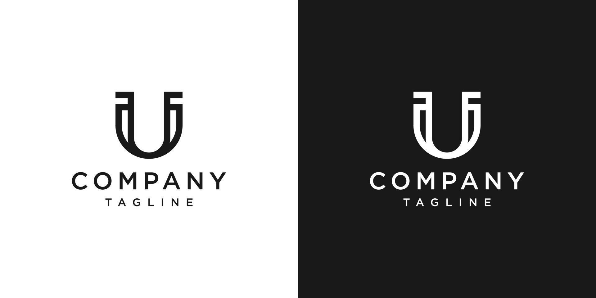 lettre créative u monogramme logo design icône modèle fond blanc et noir vecteur