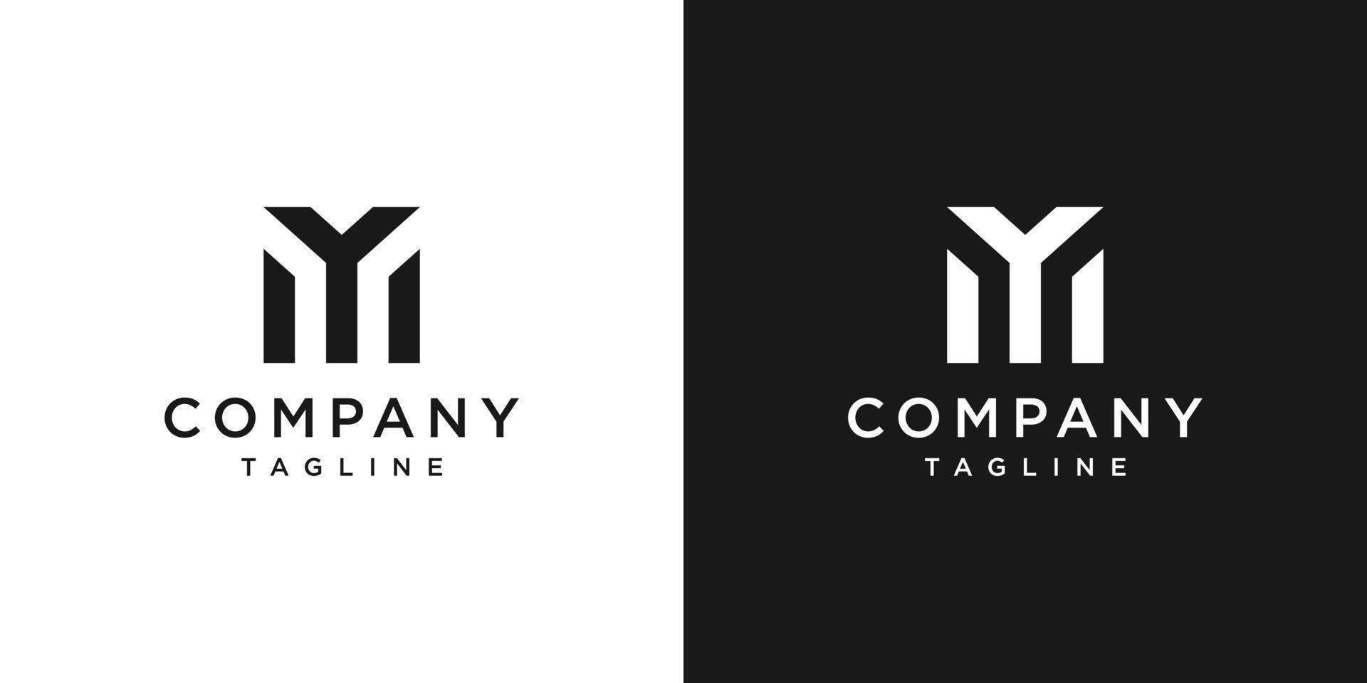lettre créative ym monogramme logo design icône modèle fond blanc et noir vecteur