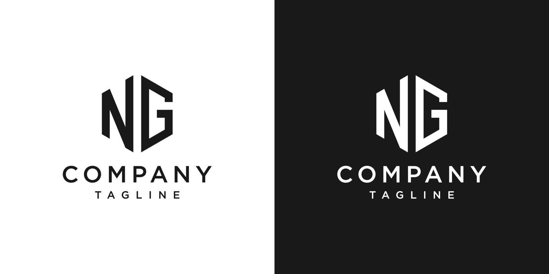 lettre créative ng monogramme logo design icône modèle fond blanc et noir vecteur