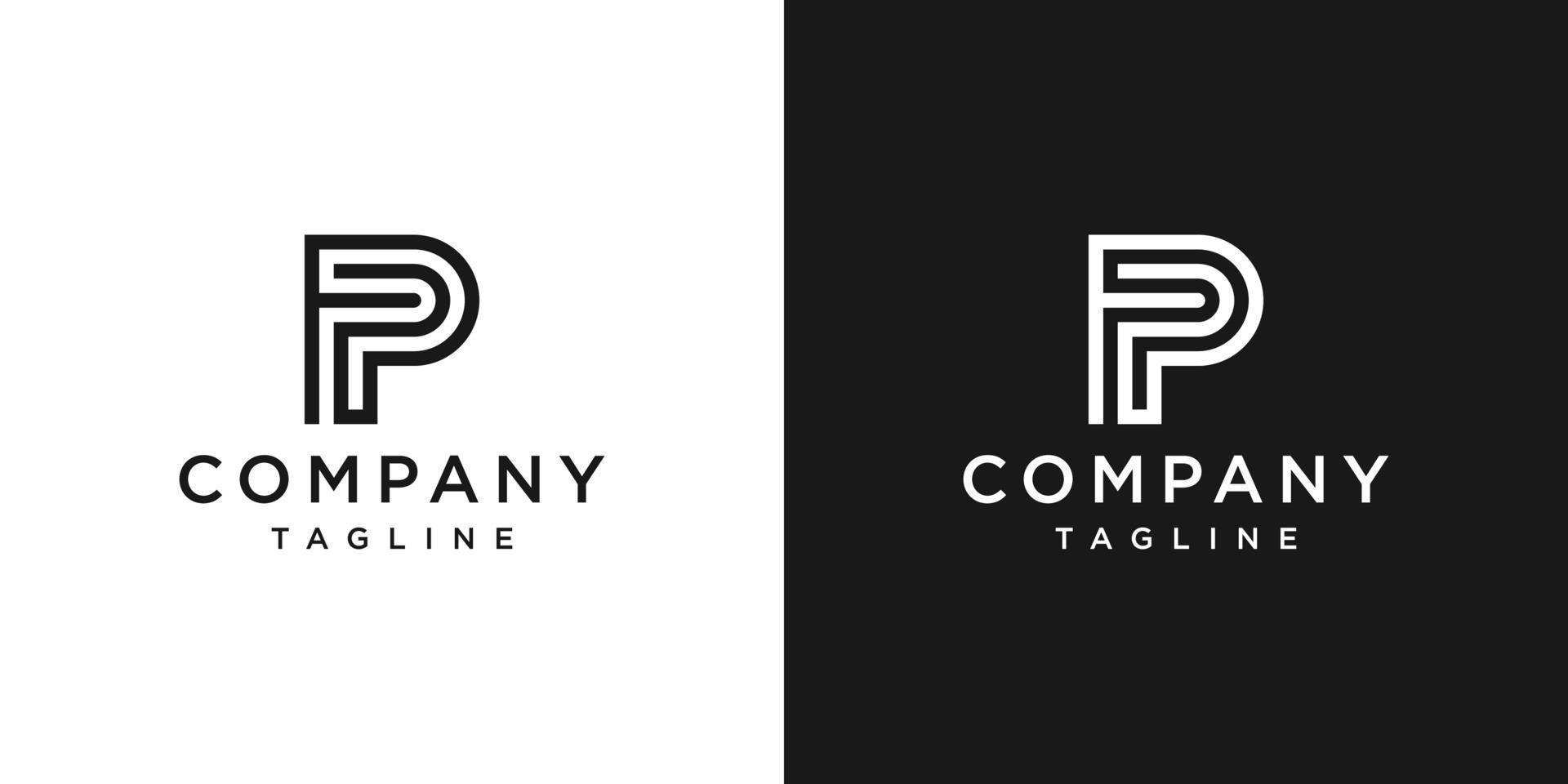 lettre créative fp monogramme logo design icône modèle fond blanc et noir vecteur