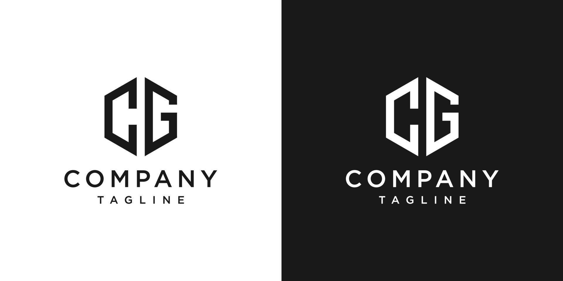 lettre créative cg monogramme logo design icône modèle fond blanc et noir vecteur