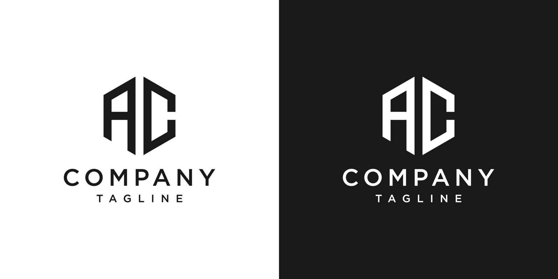 lettre créative ac monogramme logo design icône modèle fond blanc et noir vecteur