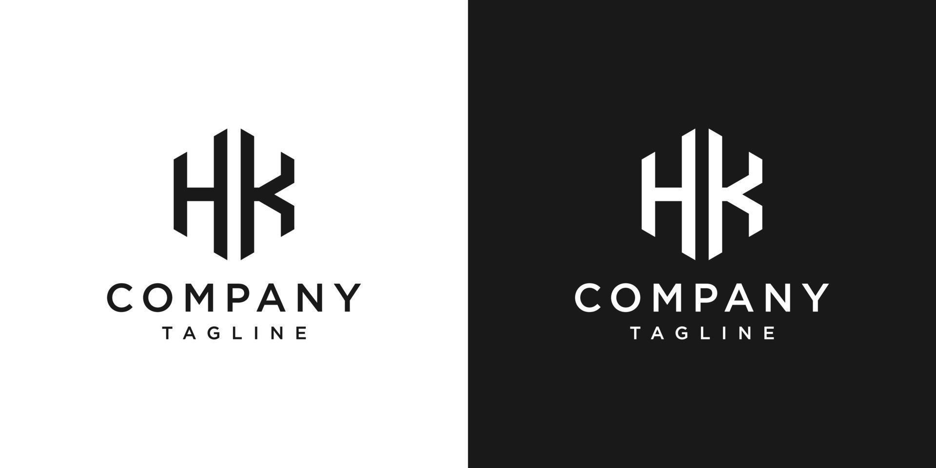 lettre créative hk monogramme logo design icône modèle fond blanc et noir vecteur