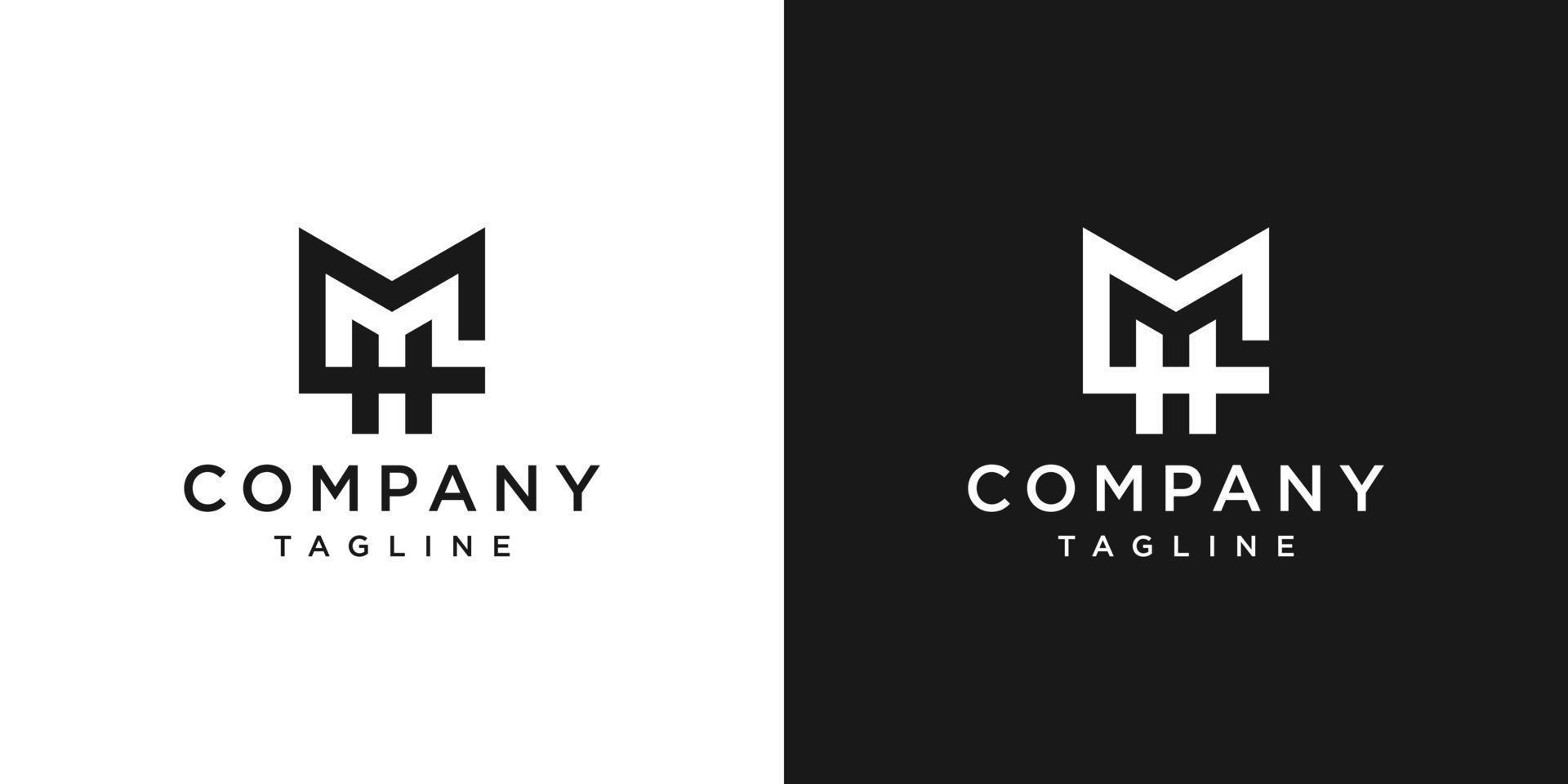 lettre mh monogramme logo design icône modèle fond blanc et noir vecteur