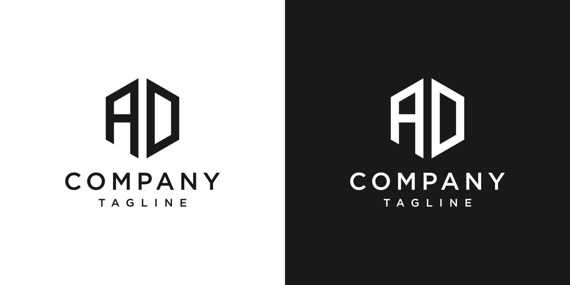 lettre créative ad monogramme logo design icône modèle fond blanc et noir vecteur