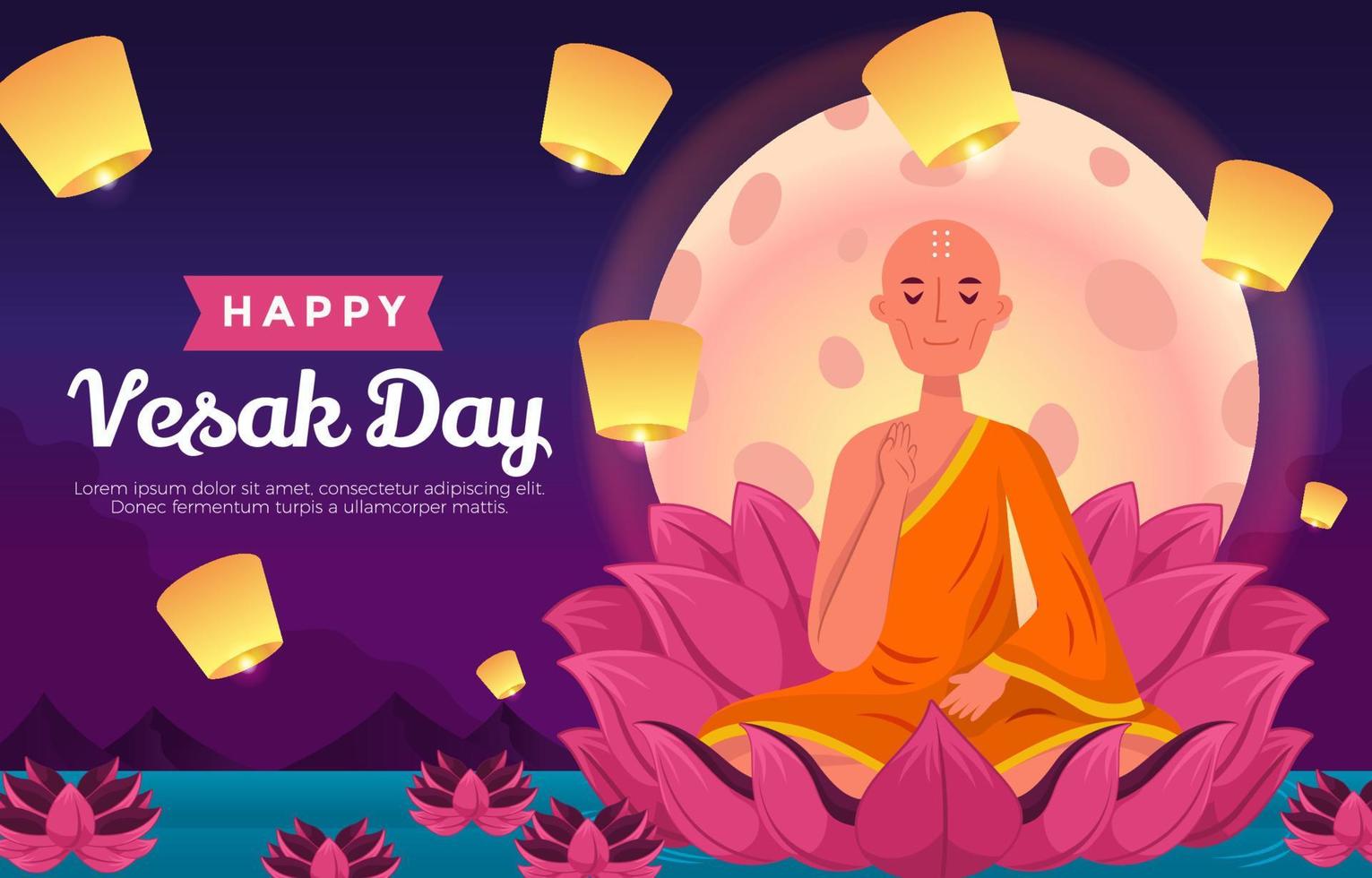 concept de fond joyeux jour vesak vecteur