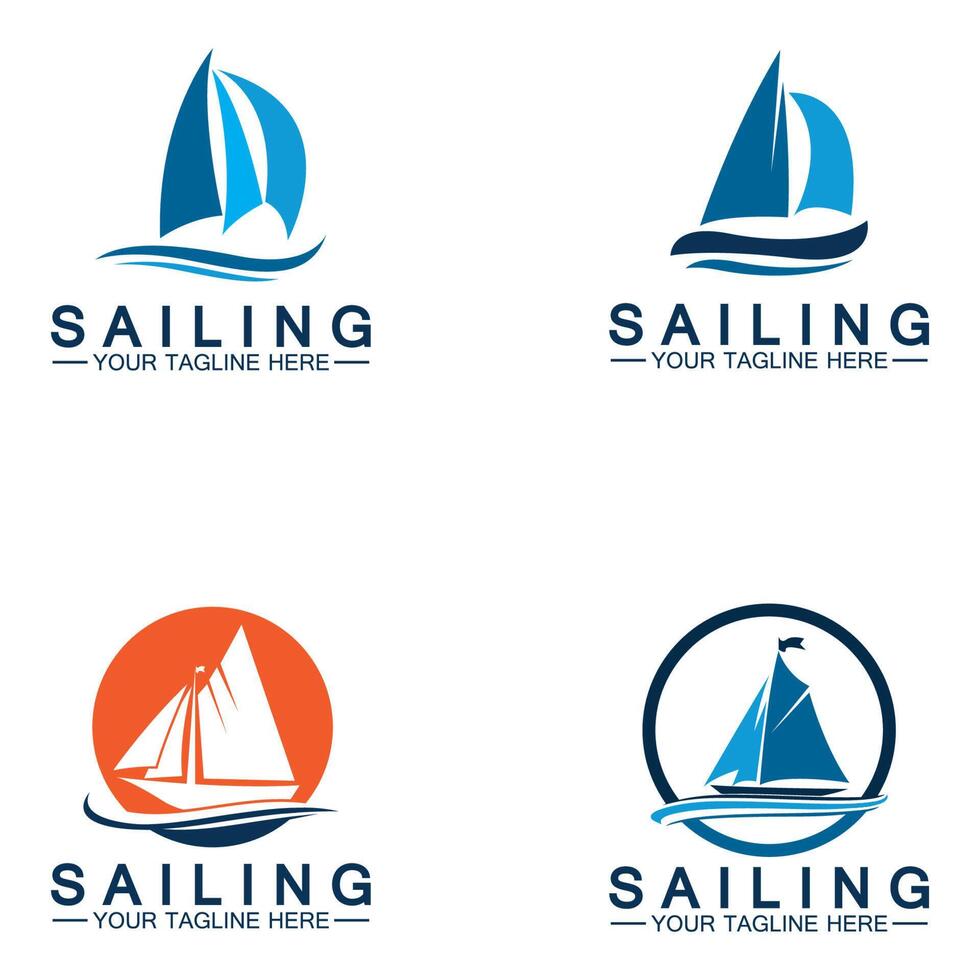 vecteur de modèle de logo de bateau à voile