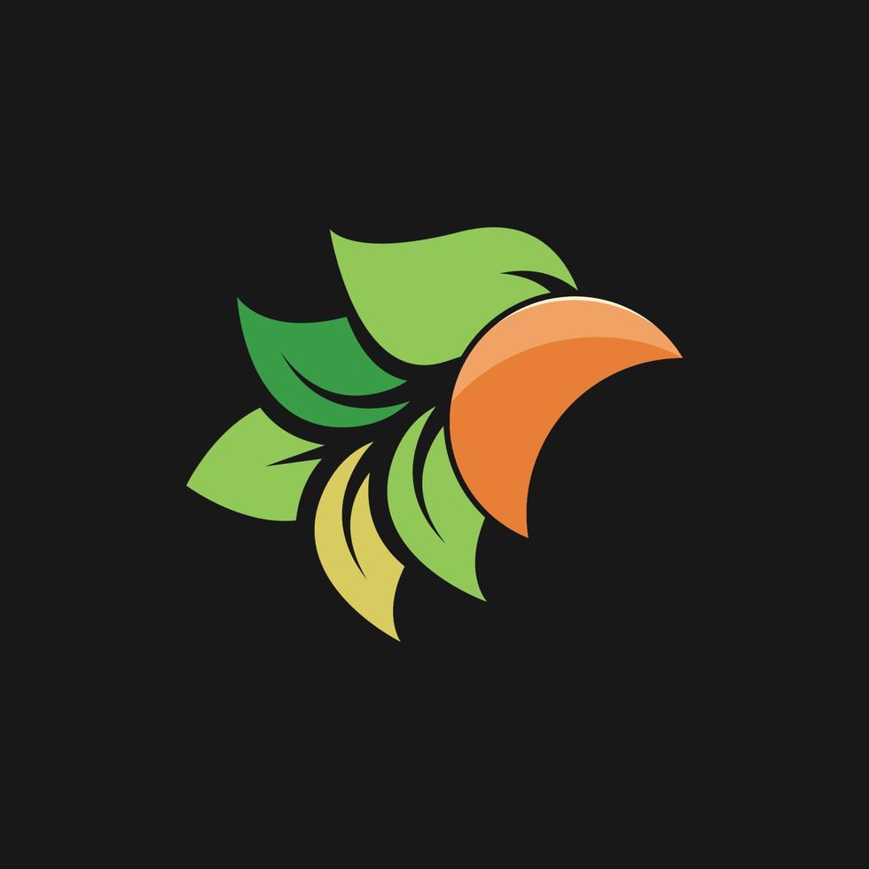 oiseau feuilles logo design illustration vectorielle vecteur