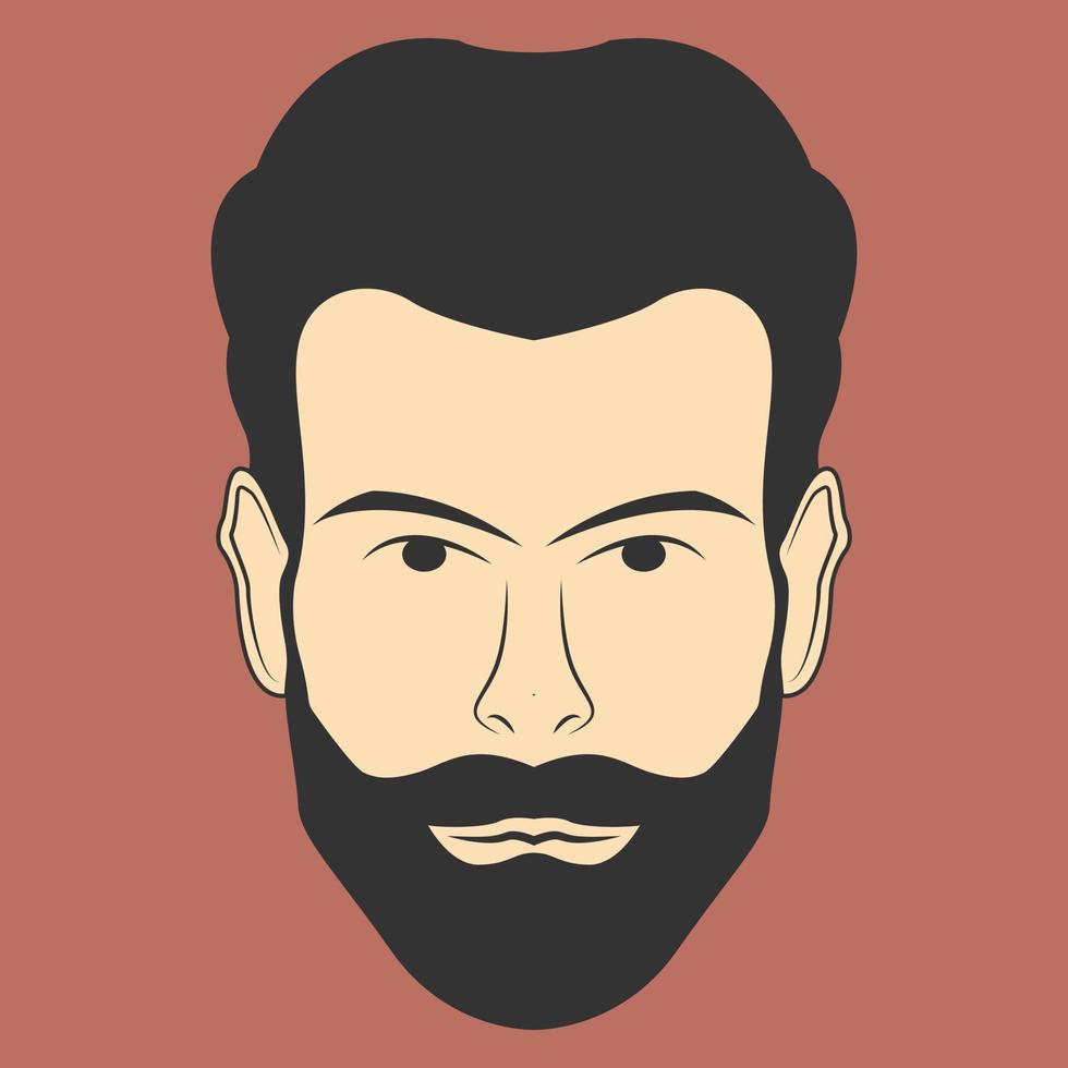 illustration d'homme barbu en style cartoon plat vecteur