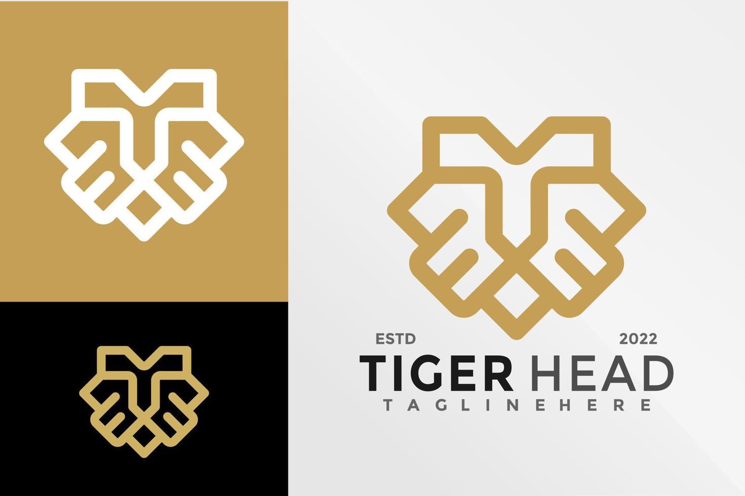 lettre t tête de tigre logo design modèle d'illustration vectorielle vecteur