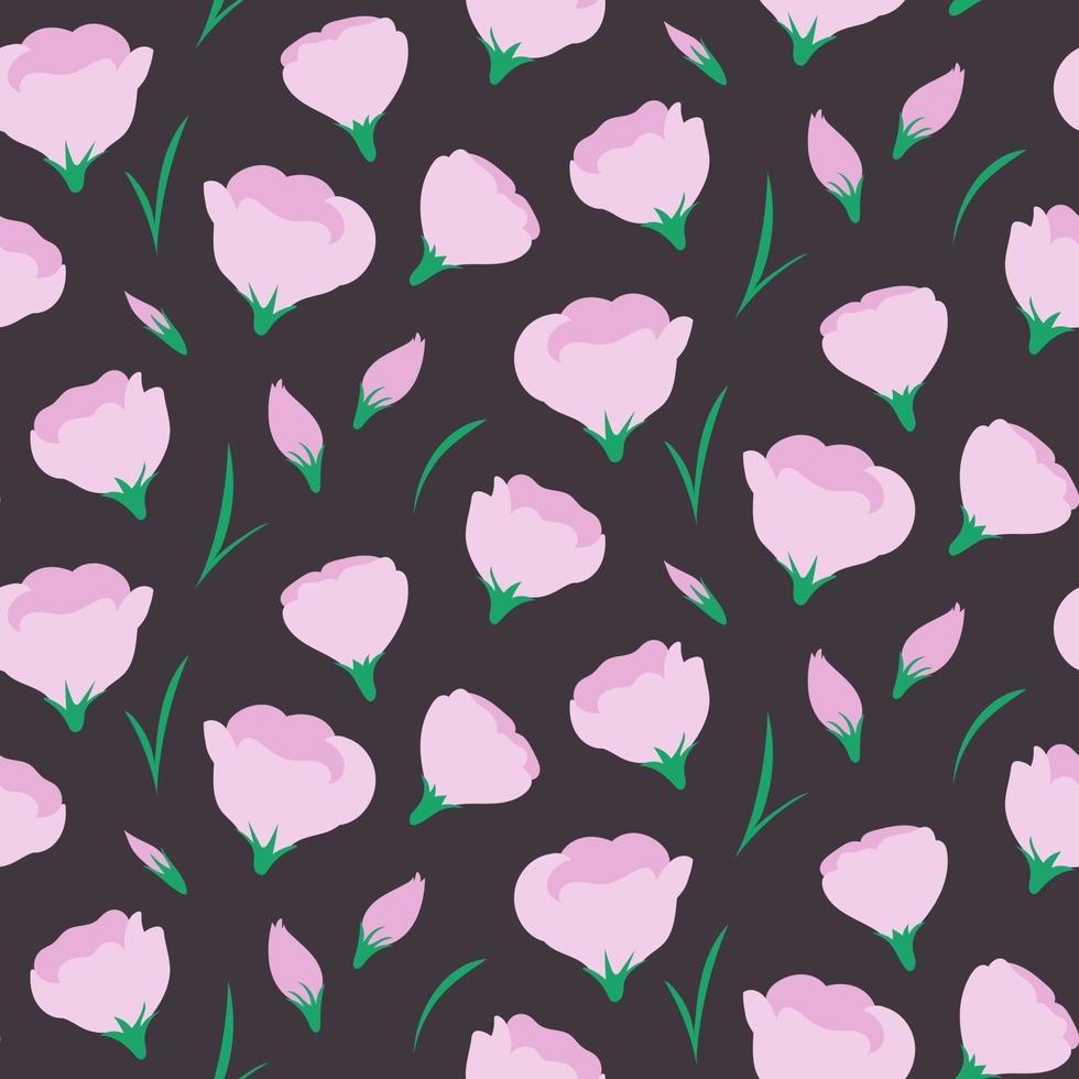 modèle sans couture avec des fleurs d'eustomie violettes. illustration vectorielle botanique pour, papier peint, impression textile, toile de fond. vecteur