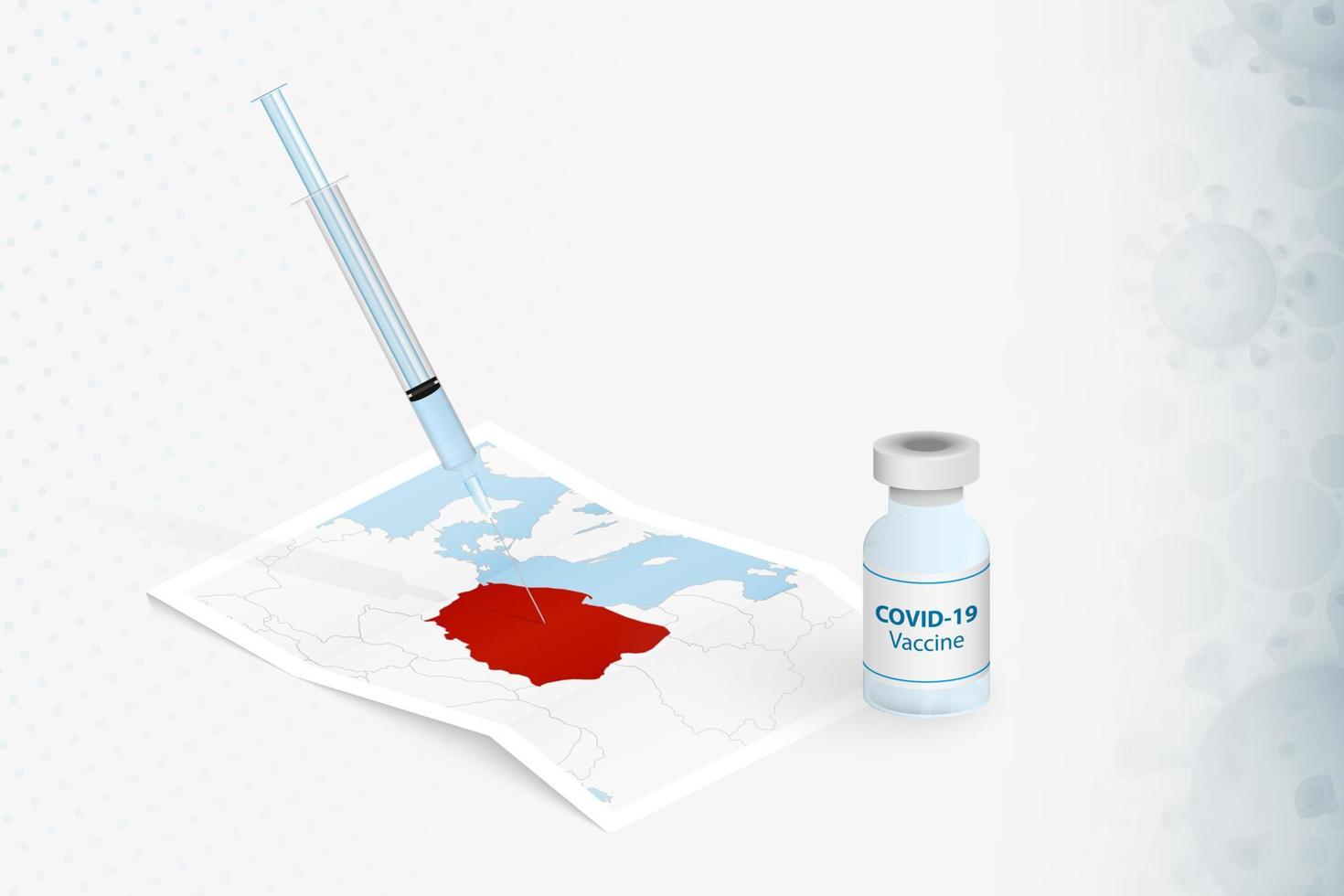 vaccination en pologne, injection de vaccin covid-19 sur la carte de la pologne. vecteur