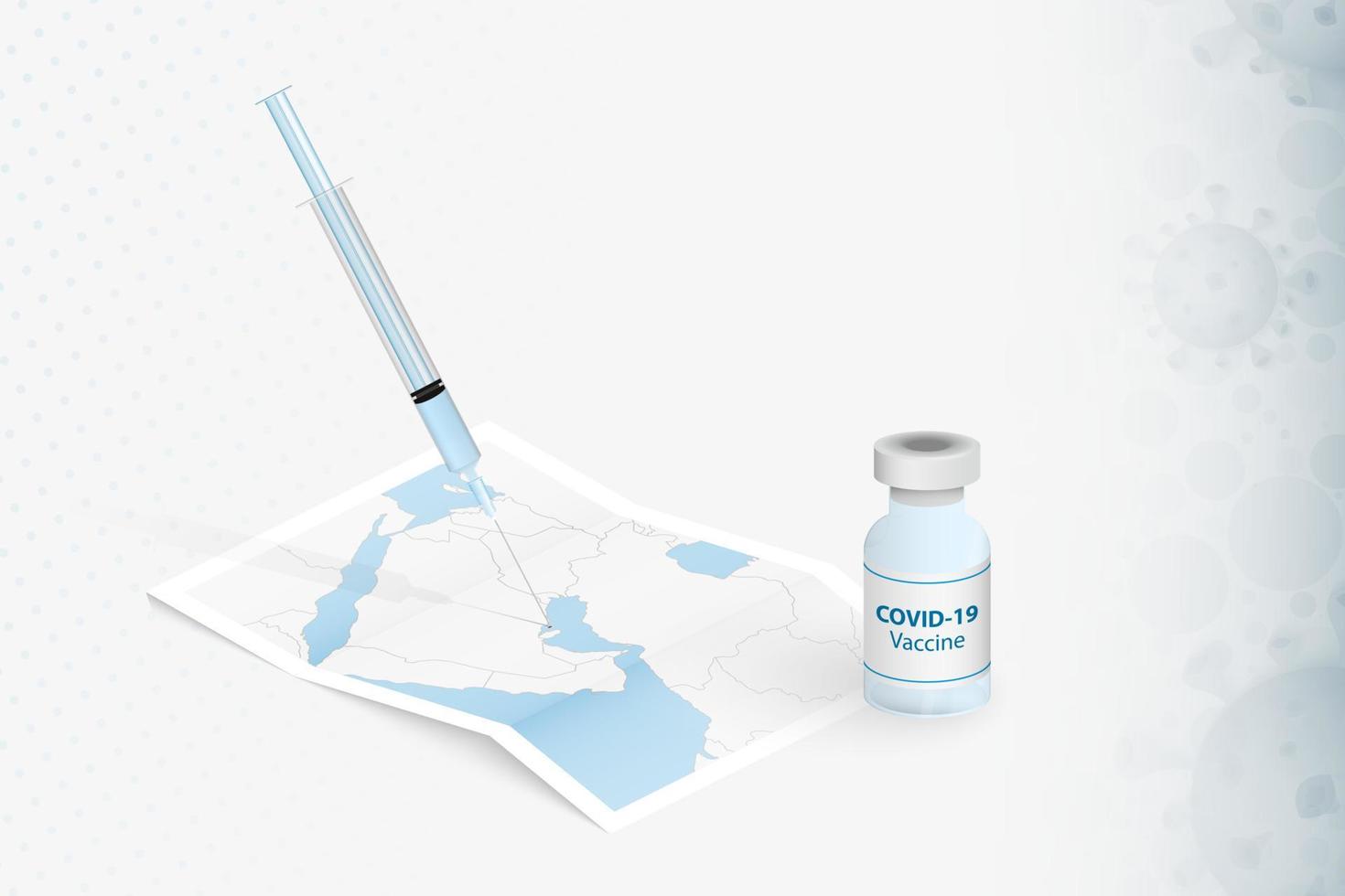 vaccination de bahreïn, injection de vaccin covid-19 sur la carte de bahreïn. vecteur