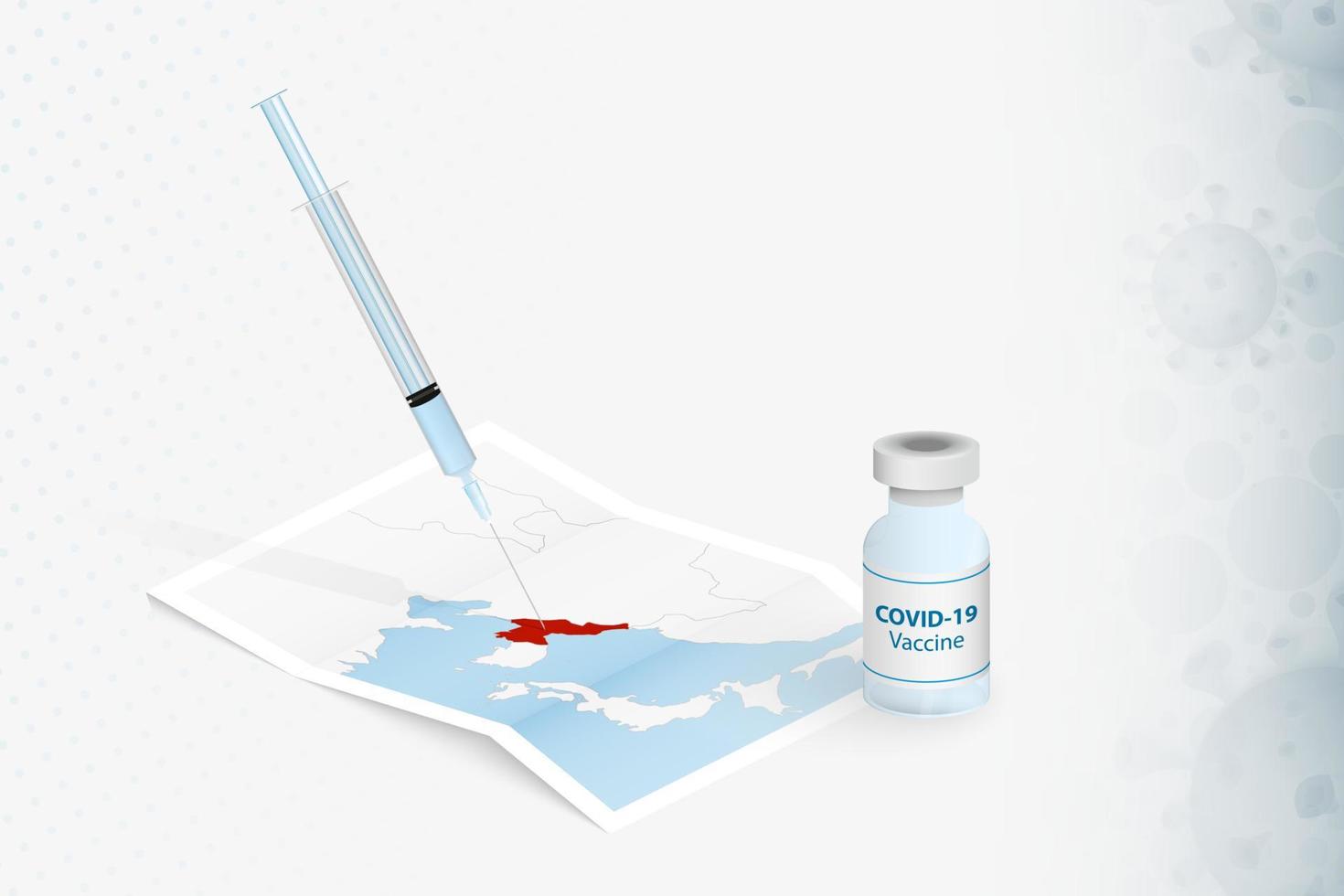 vaccination en corée du nord, injection de vaccin covid-19 sur la carte de la corée du nord. vecteur