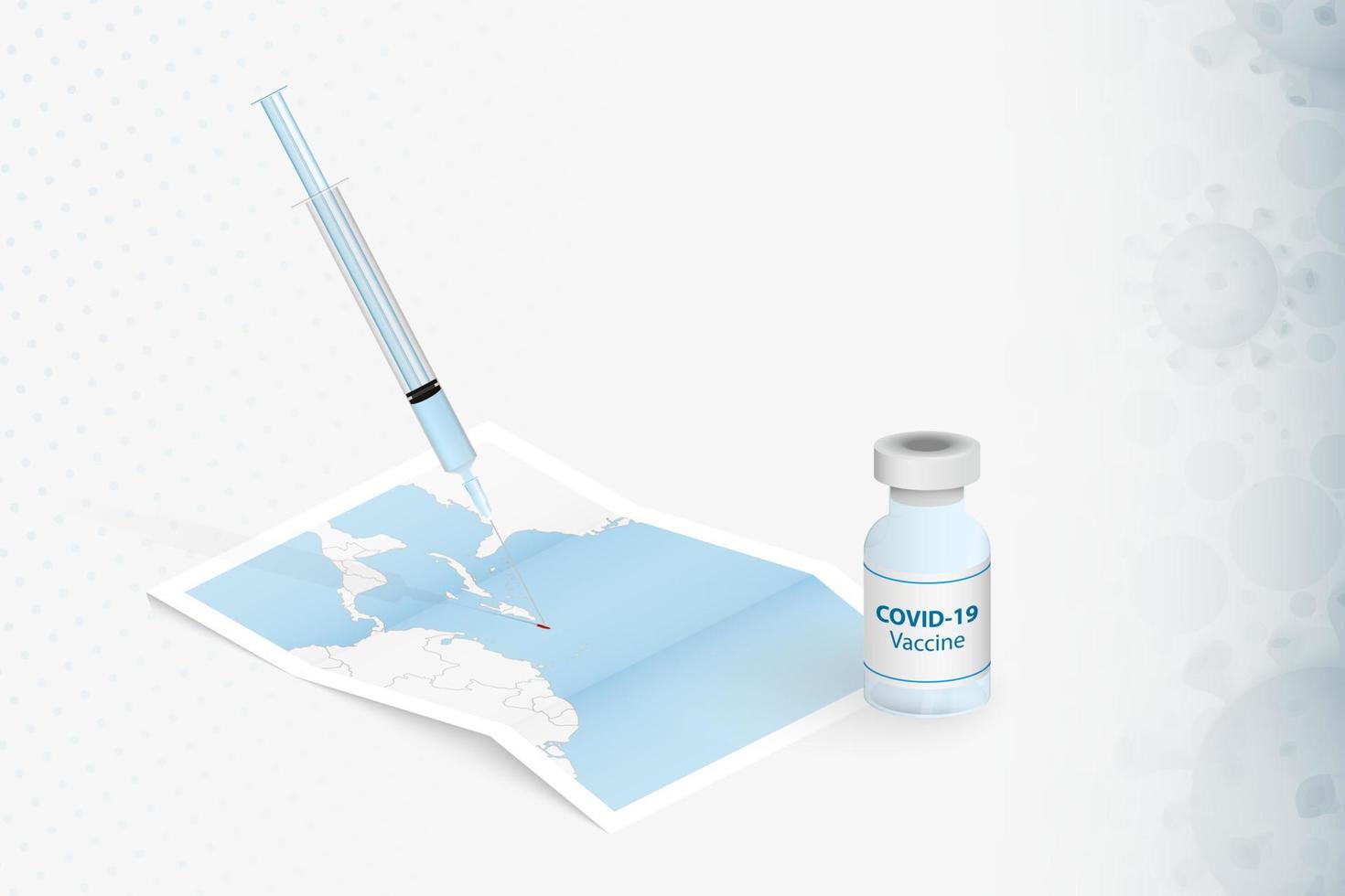 vaccination de porto rico, injection de vaccin covid-19 sur la carte de porto rico. vecteur