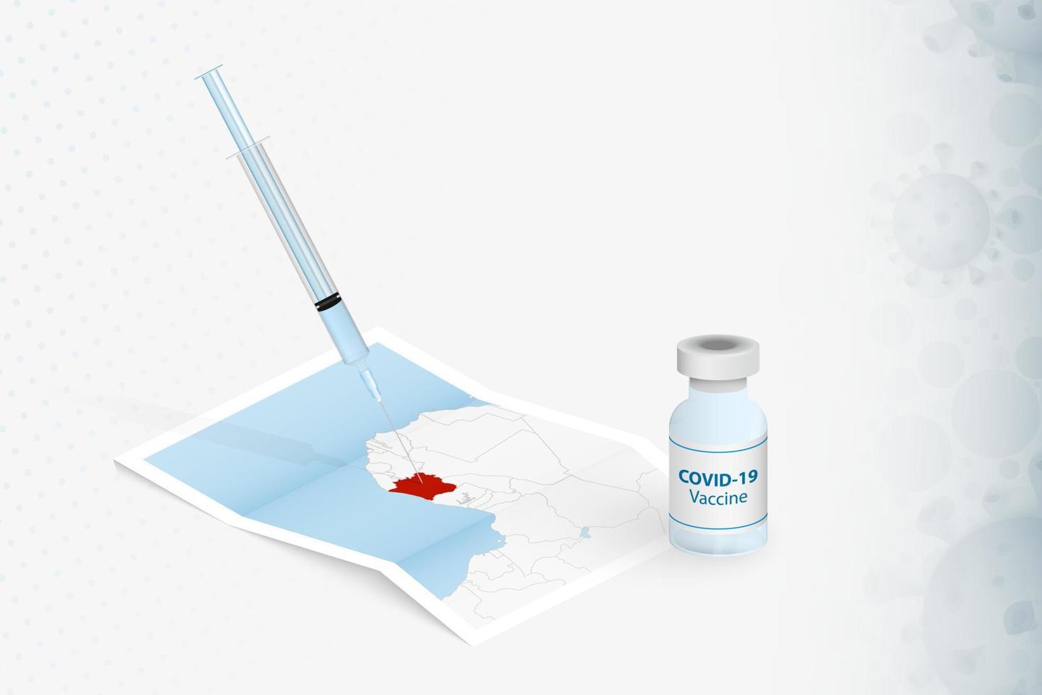 vaccination en côte d'ivoire, injection de vaccin covid-19 sur la carte de la côte d'ivoire. vecteur