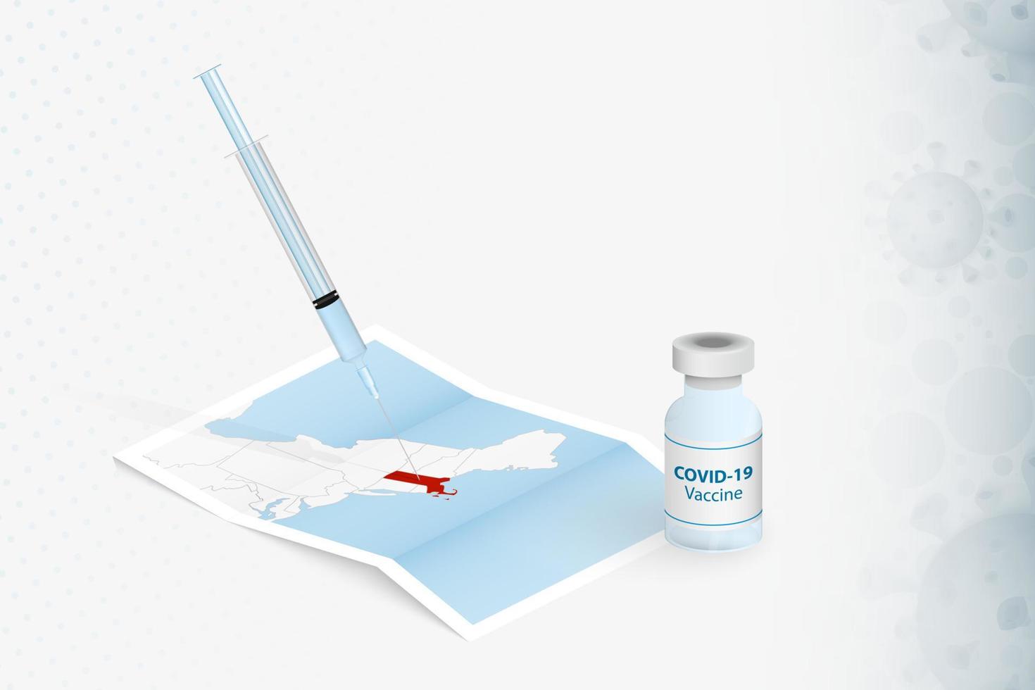 vaccination du massachusetts, injection de vaccin covid-19 sur la carte du massachusetts. vecteur
