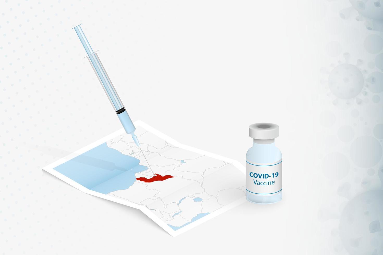 vaccination du congo, injection de vaccin covid-19 sur la carte du congo. vecteur