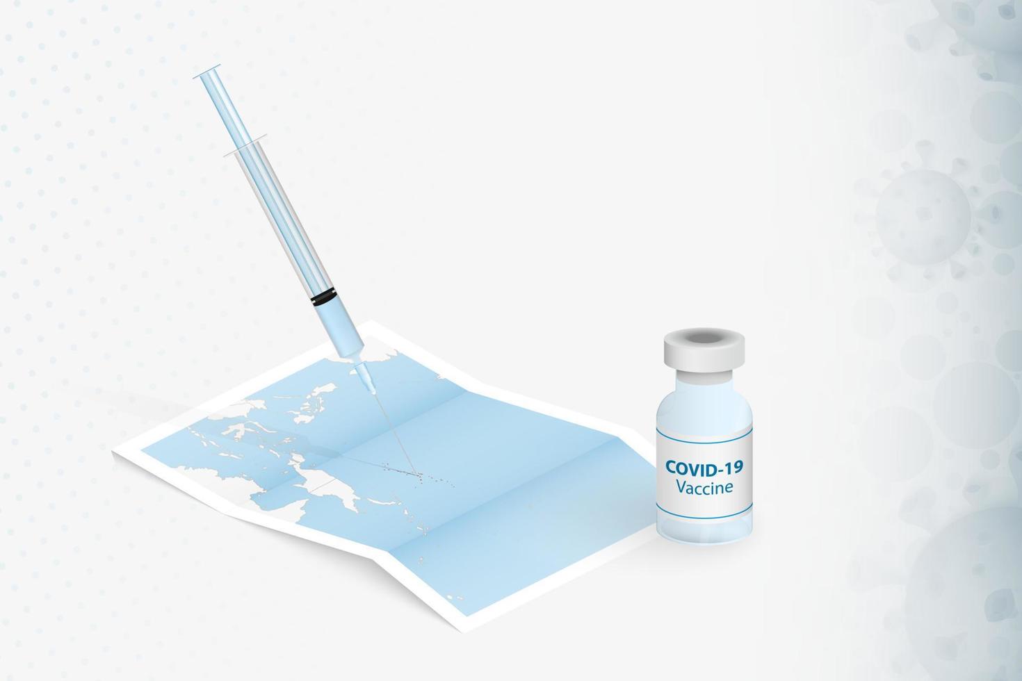 vaccination en micronésie, injection de vaccin covid-19 sur la carte de la micronésie. vecteur