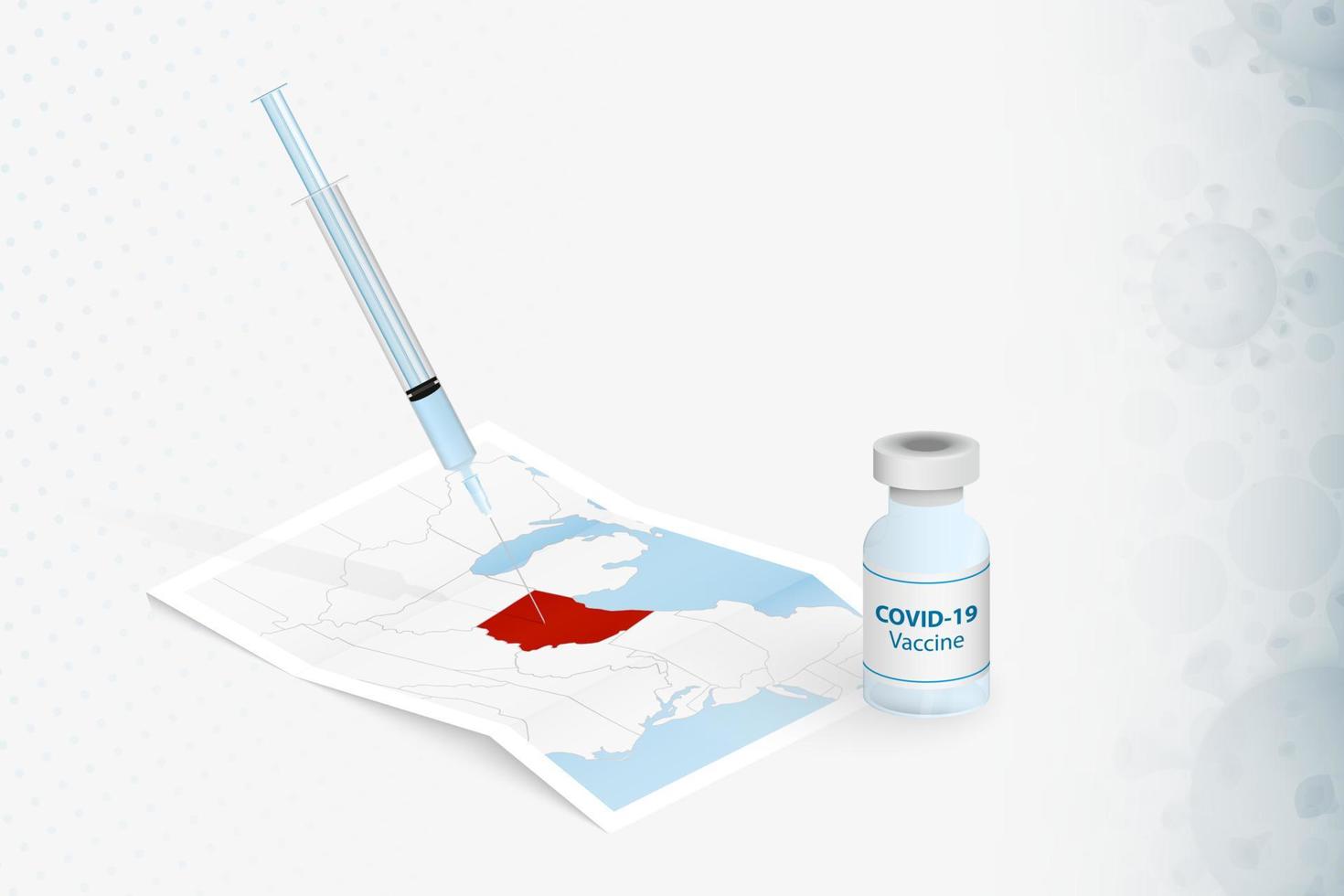 vaccination de l'ohio, injection de vaccin covid-19 sur la carte de l'ohio. vecteur