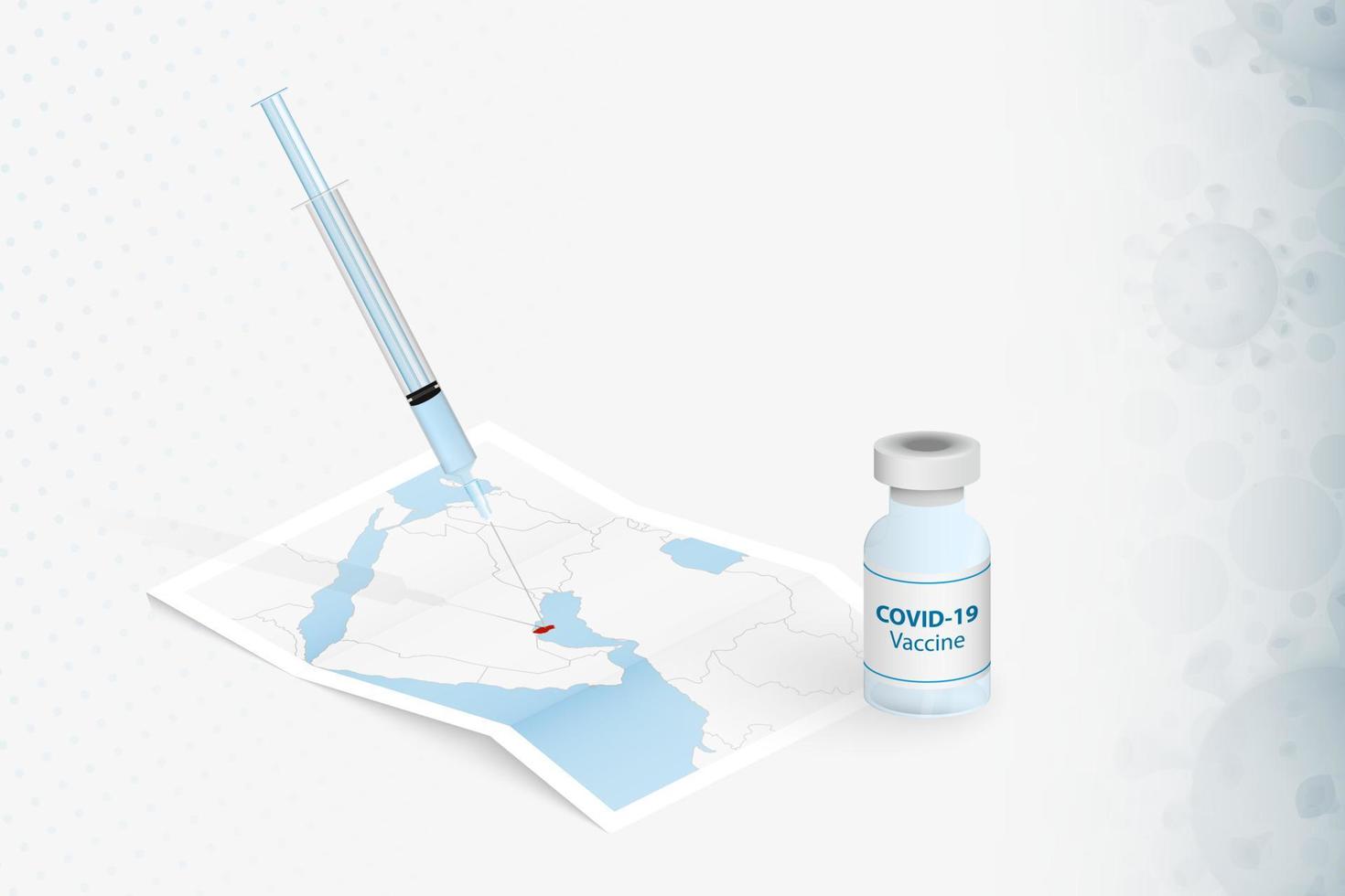 vaccination au qatar, injection de vaccin covid-19 sur la carte du qatar. vecteur