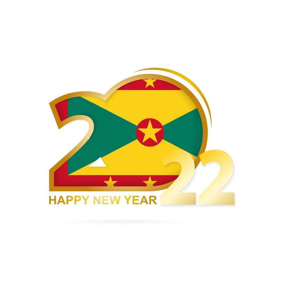 année 2022 avec motif drapeau de la grenade. conception de bonne année. vecteur