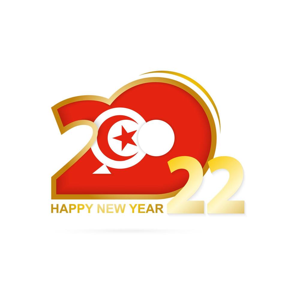 année 2022 avec motif drapeau tunisien. conception de bonne année. vecteur