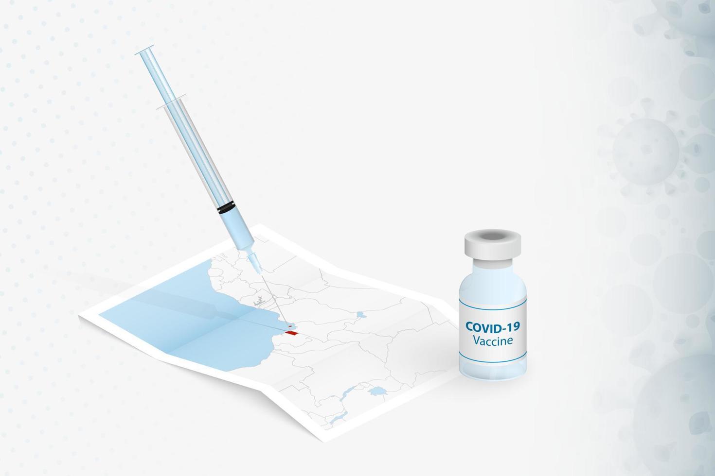 vaccination en guinée équatoriale, injection de vaccin covid-19 sur la carte de la guinée équatoriale. vecteur