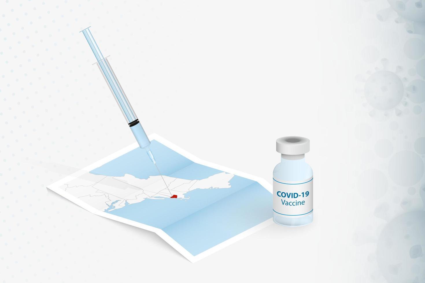 vaccination du rhode island, injection de vaccin covid-19 sur la carte du rhode island. vecteur