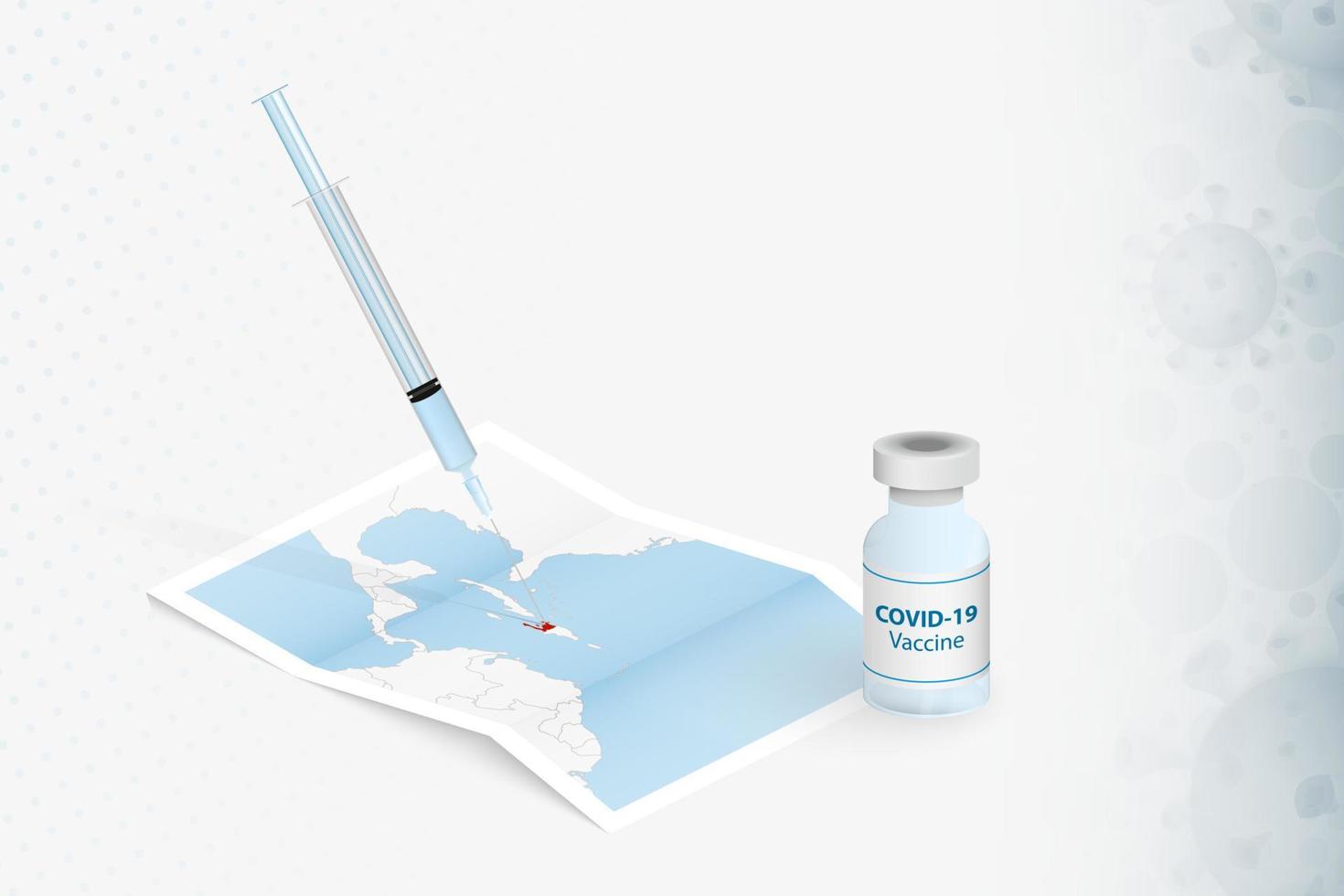 vaccination en haïti, injection de vaccin covid-19 sur la carte d'haïti. vecteur
