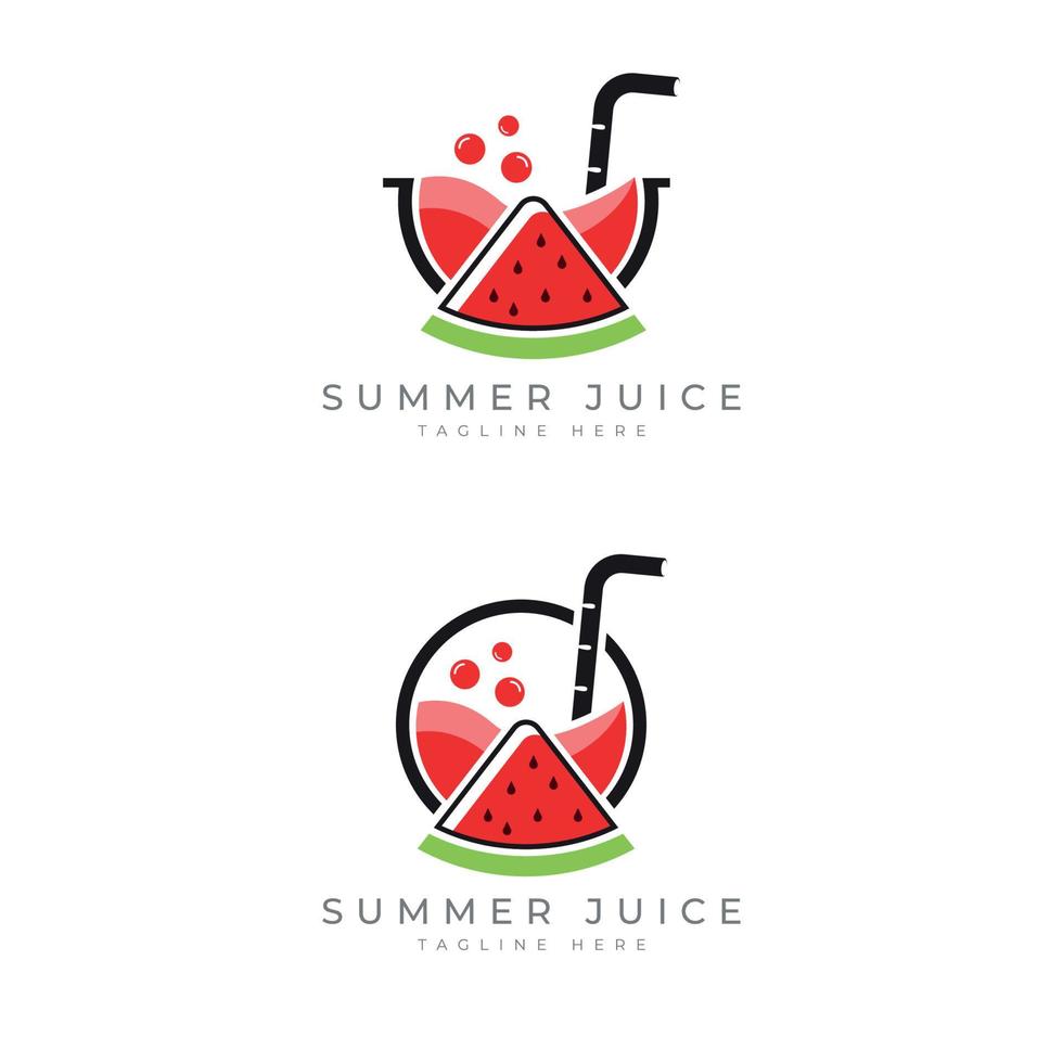 concept de design de logo de jus de pastèque logo de jus d'été vecteur