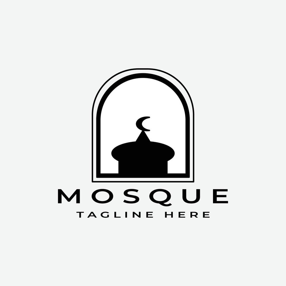 mosquée vintage rétro noir ancien ancien hipster logo illustration vectorielle conception vecteur