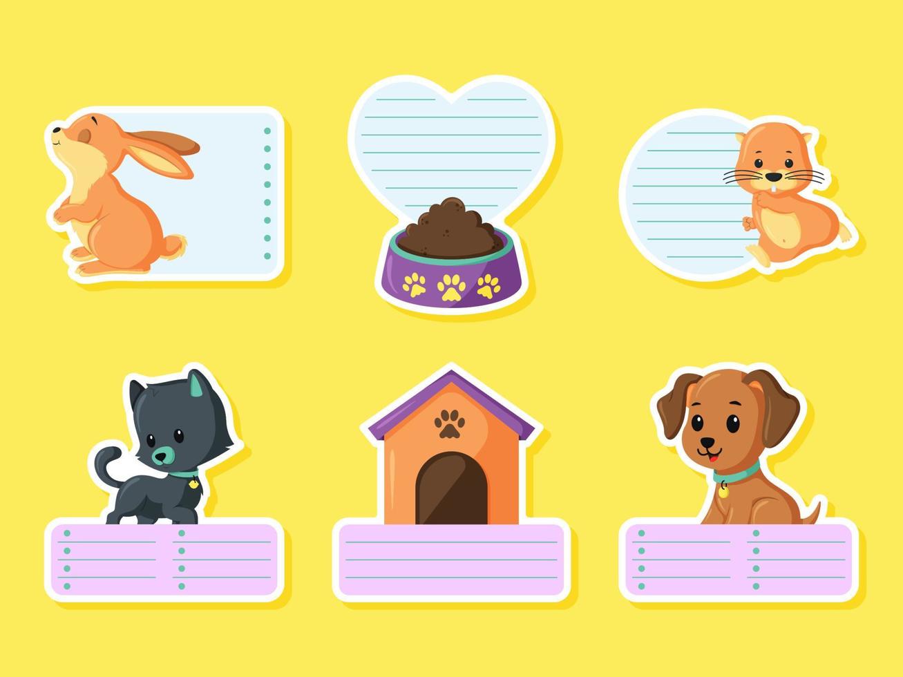 journal des animaux de compagnie stickers vecteur