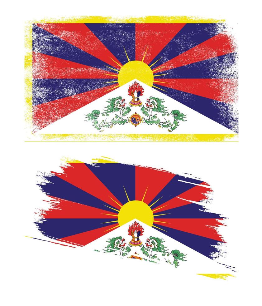 drapeau du tibet dans le style grunge vecteur