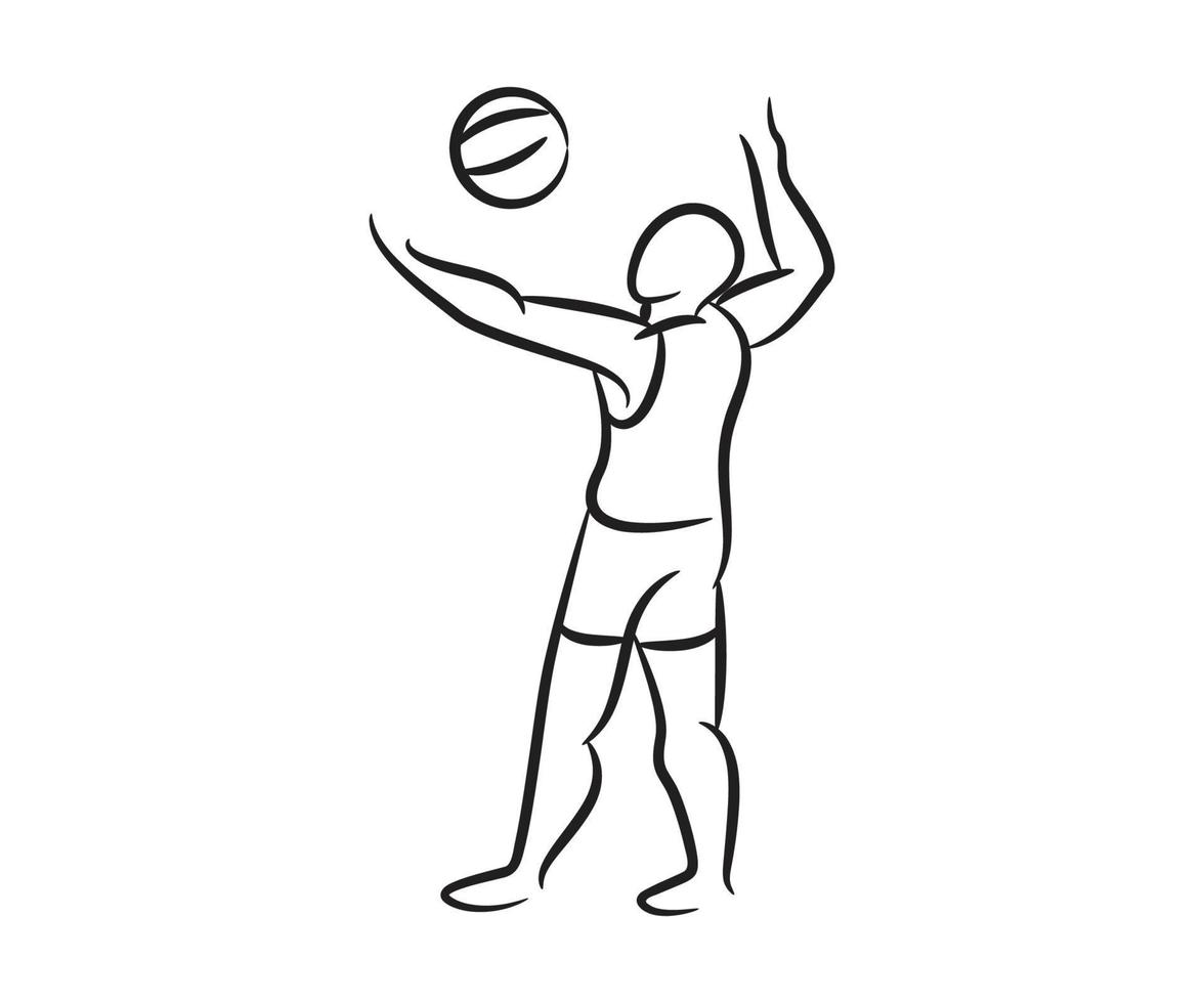 illustration de ligne de croquis de joueur de volleyball vecteur