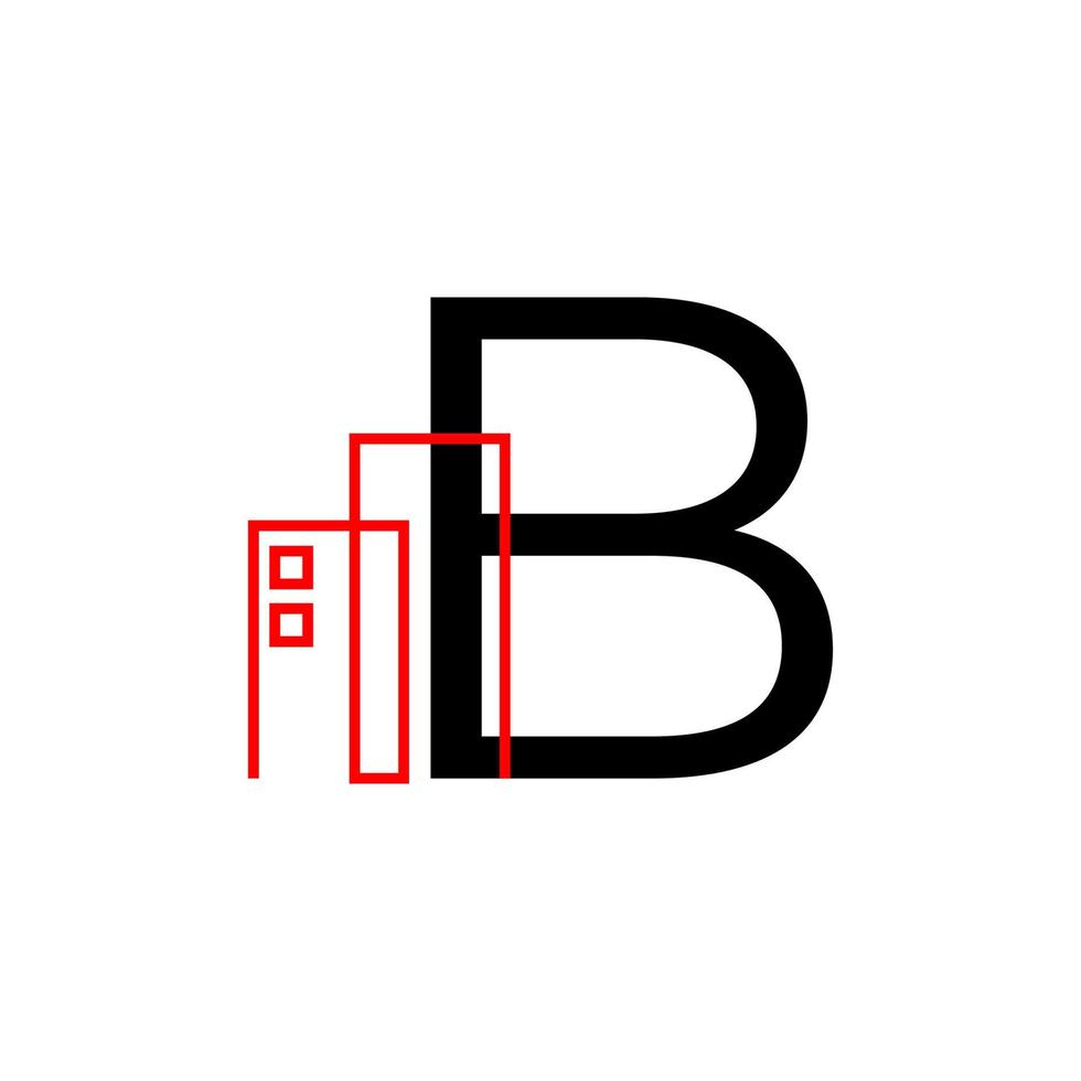 lettre b avec élément de conception de logo vectoriel de décoration de bâtiment