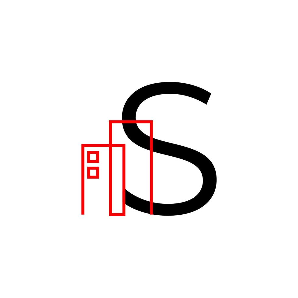 lettre s avec élément de conception de logo vectoriel de décoration de bâtiment