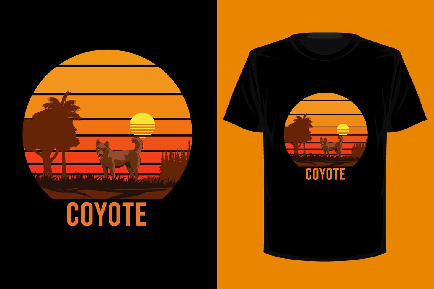 conception de t-shirt vintage rétro coyote vecteur