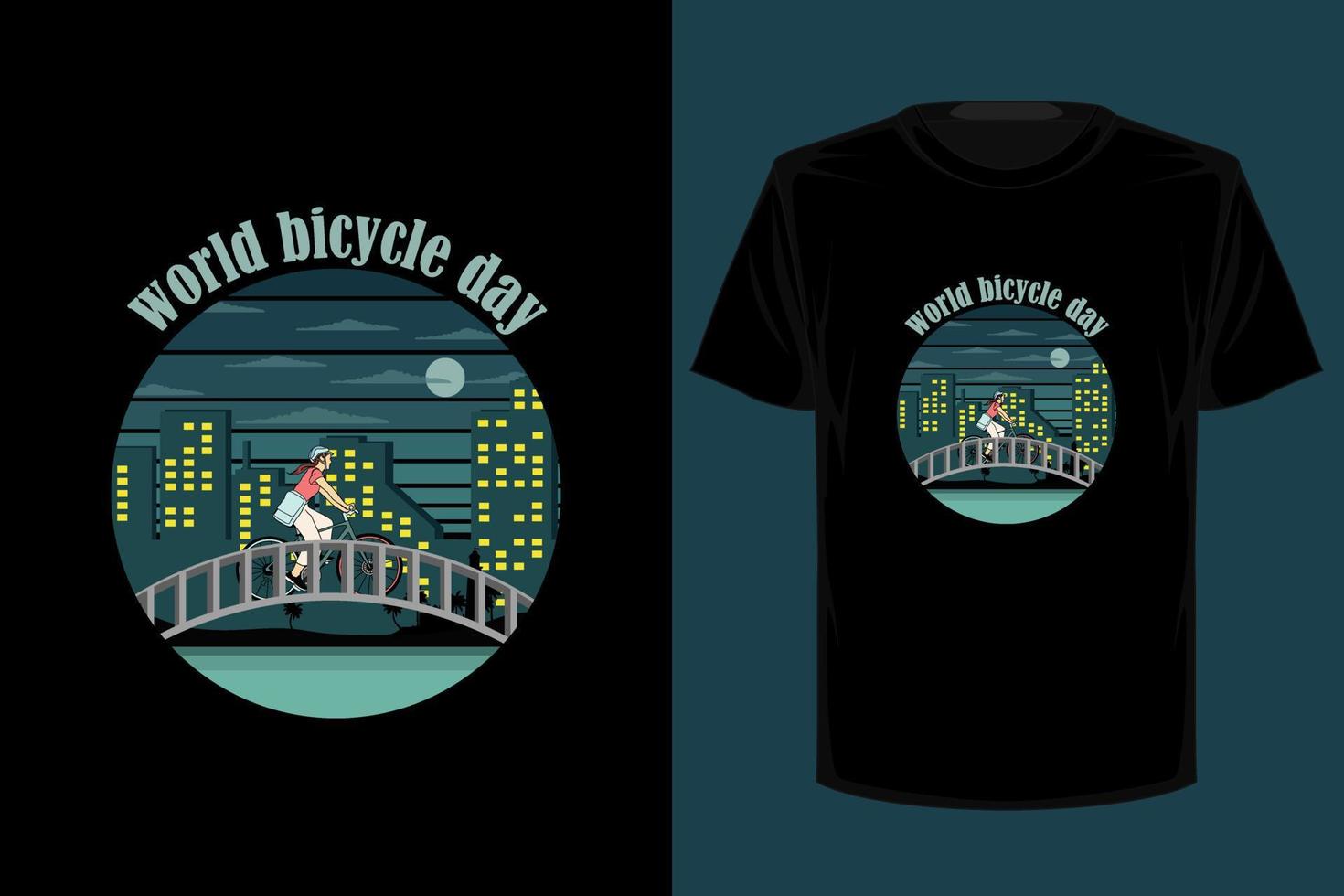 conception de t-shirt rétro vintage de la journée mondiale du vélo vecteur