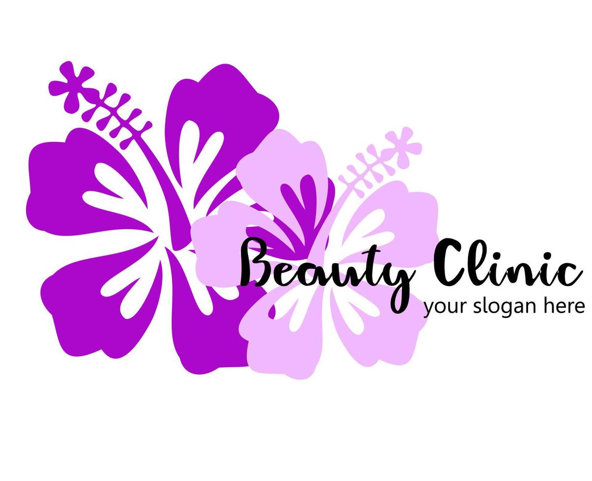 logo fleur d'hibiscus pour clinique de beauté vecteur