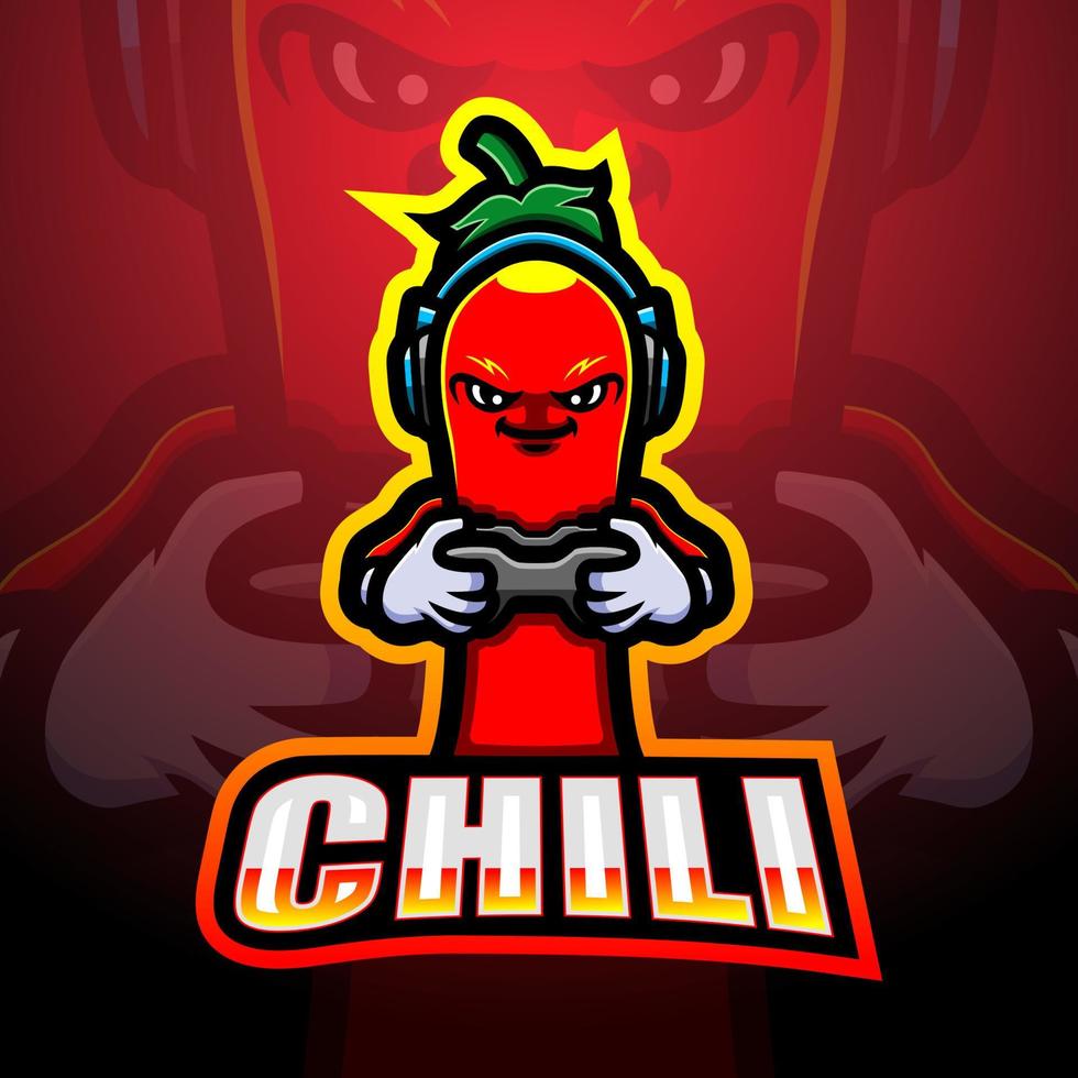 création de logo esport mascotte chili gamer vecteur