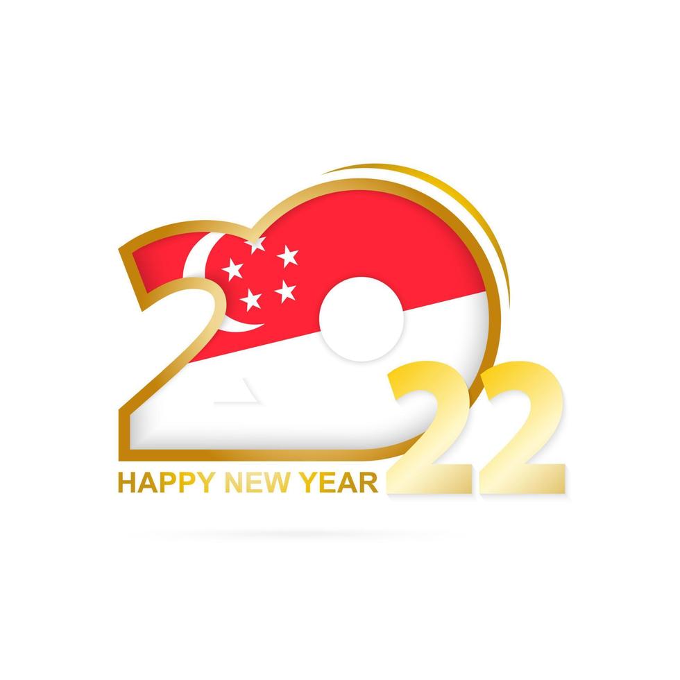 année 2022 avec motif drapeau de singapour. conception de bonne année. vecteur