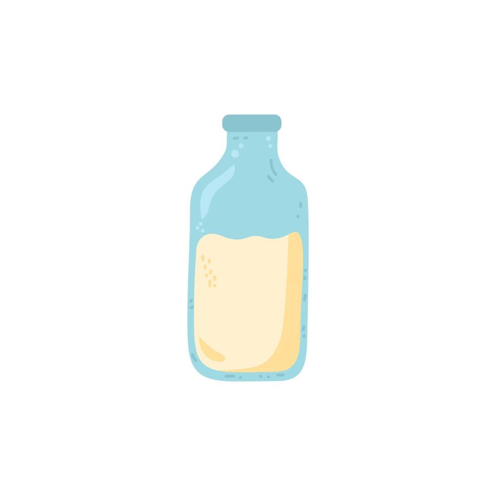 bouteilles en verre d'illustration avec du lait vecteur