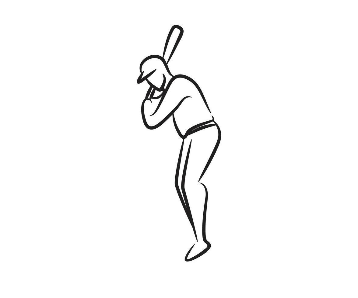 illustration de ligne de joueur de baseball dessiné à la main vecteur