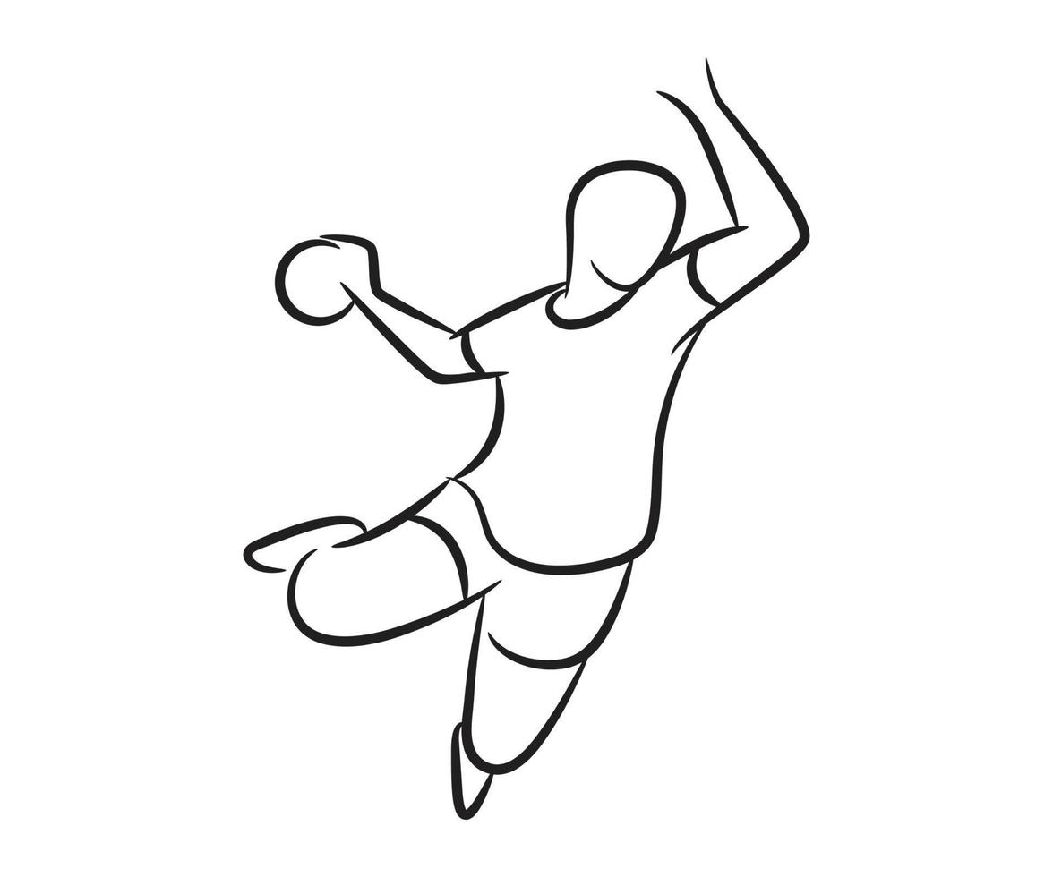 illustration de la ligne de croquis du joueur de handball vecteur